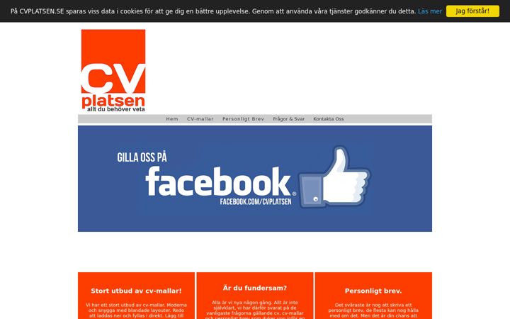 Screenshot of cvplatsen.se