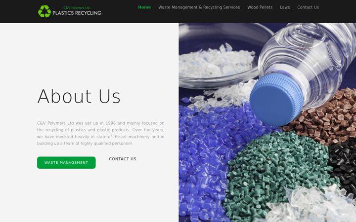 Screenshot of cvpolymers.com