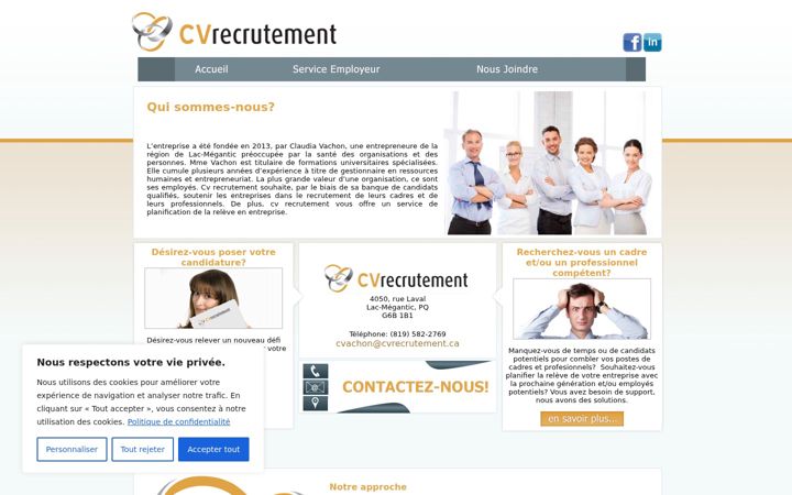 Screenshot of cvrecrutement.ca