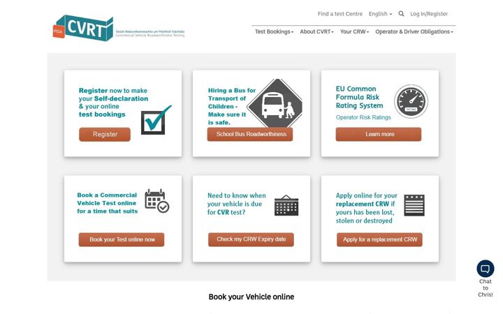 Screenshot van cvrt.ie