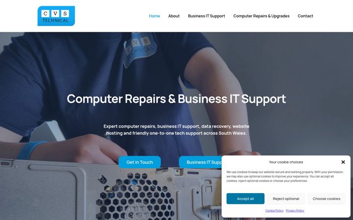 Screenshot of cvs-technical.co.uk