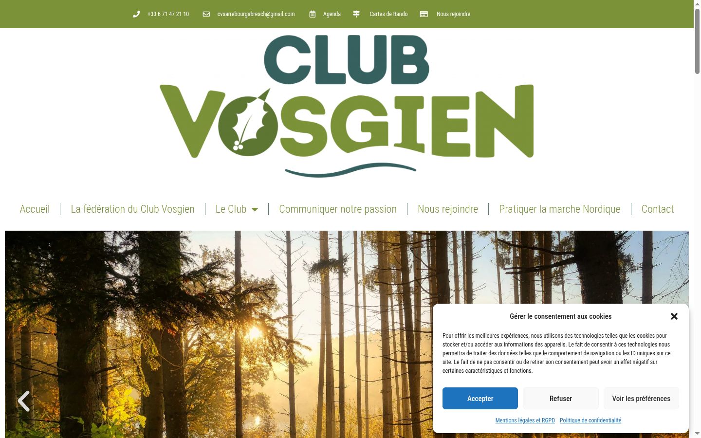 Skärmbild av samtyckesbannern som visades före någon interaktion