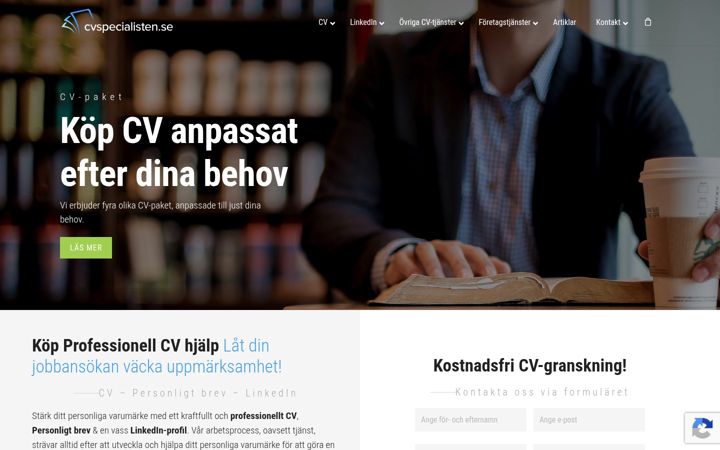 Screenshot of cvspecialisten.se