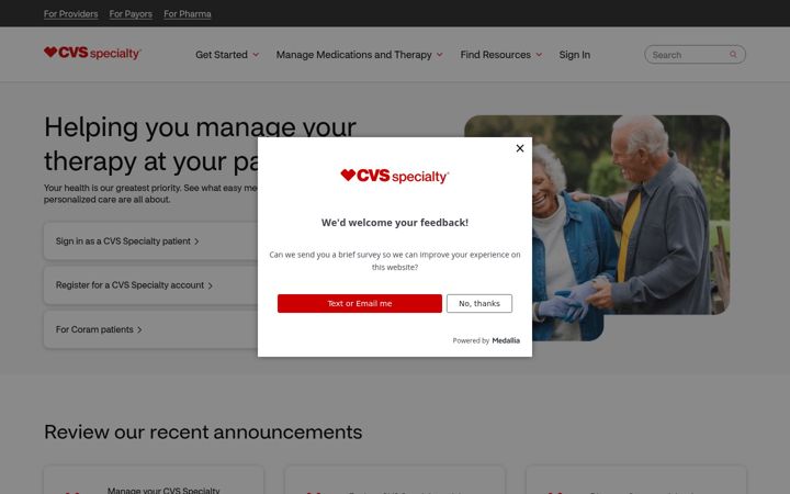 Screenshot of cvsspecialty.com