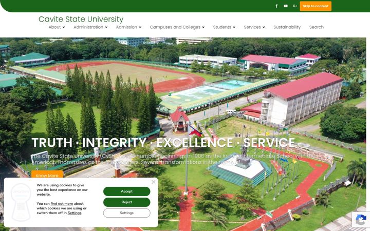 Screenshot of cvsu.edu.ph
