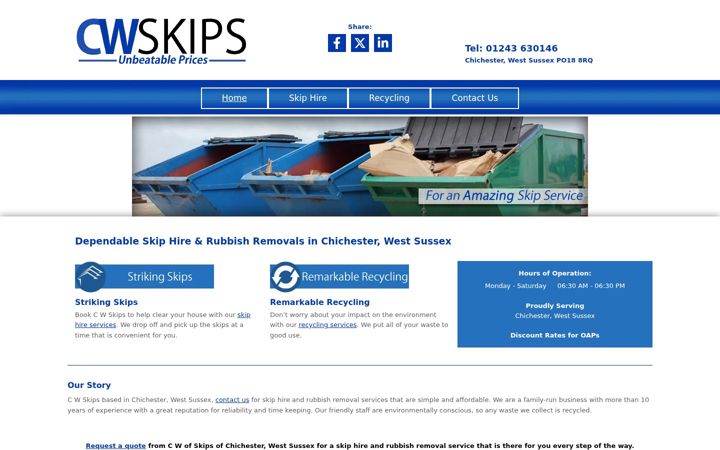 Captura de ecrã de cw-skips.co.uk
