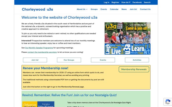 Captura de ecrã de cw-u3a.org.uk
