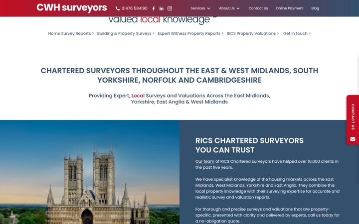 Screenshot of cwhsurveyors.co.uk