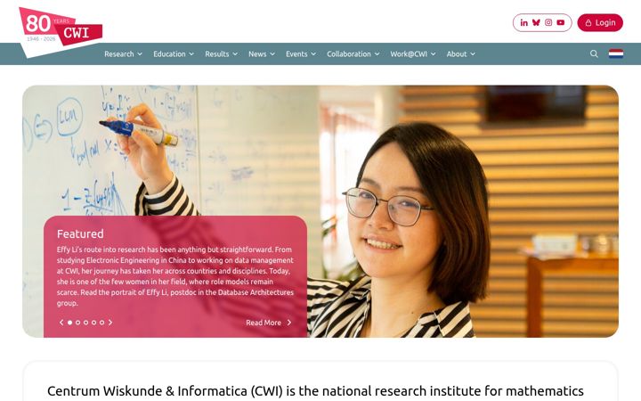 Screenshot van cwi.nl