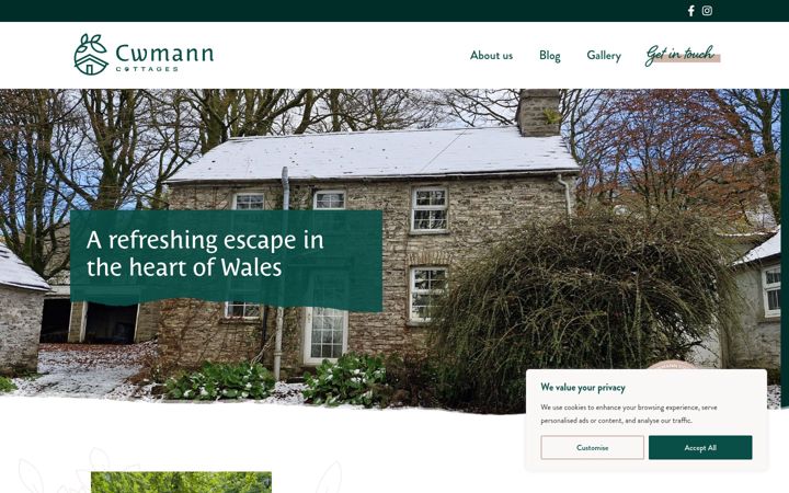 Screenshot di cwmanncottages.co.uk