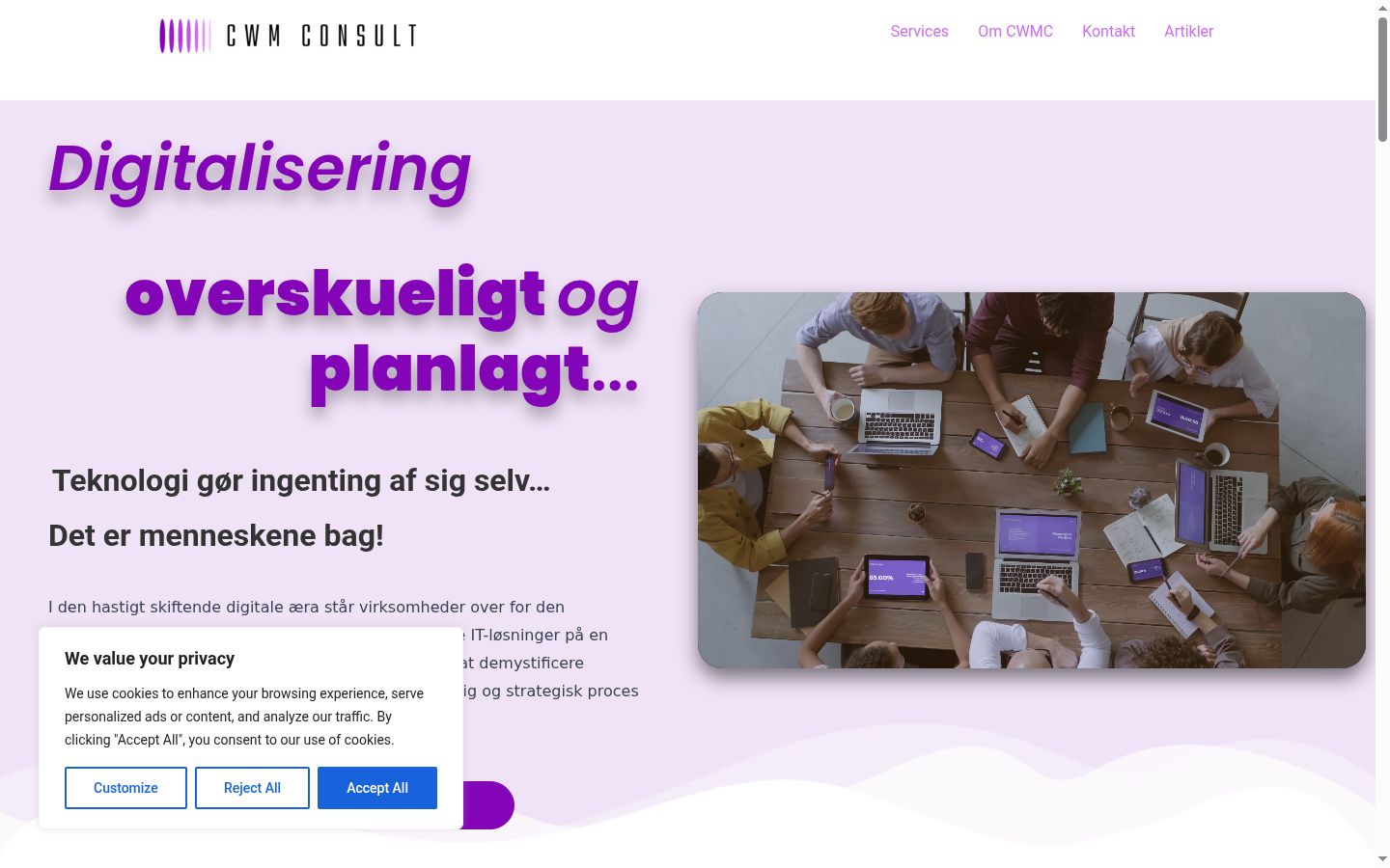 Screenshot of the consent banner shown before any interaction