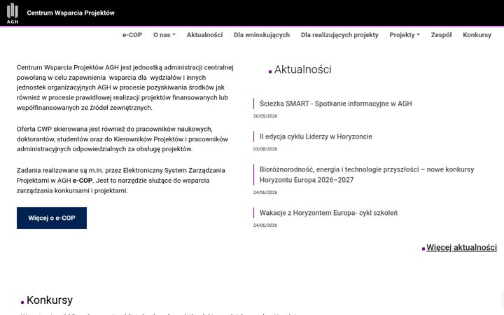 Screenshot of cwp.agh.edu.pl