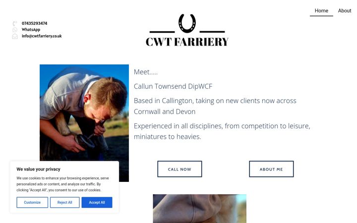 Screenshot of cwtfarriery.co.uk
