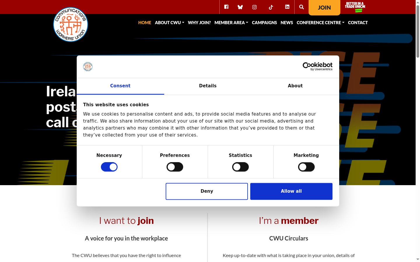 Screenshot tal-banner tal-kunsens muri qabel kwalunkwe interazzjoni
