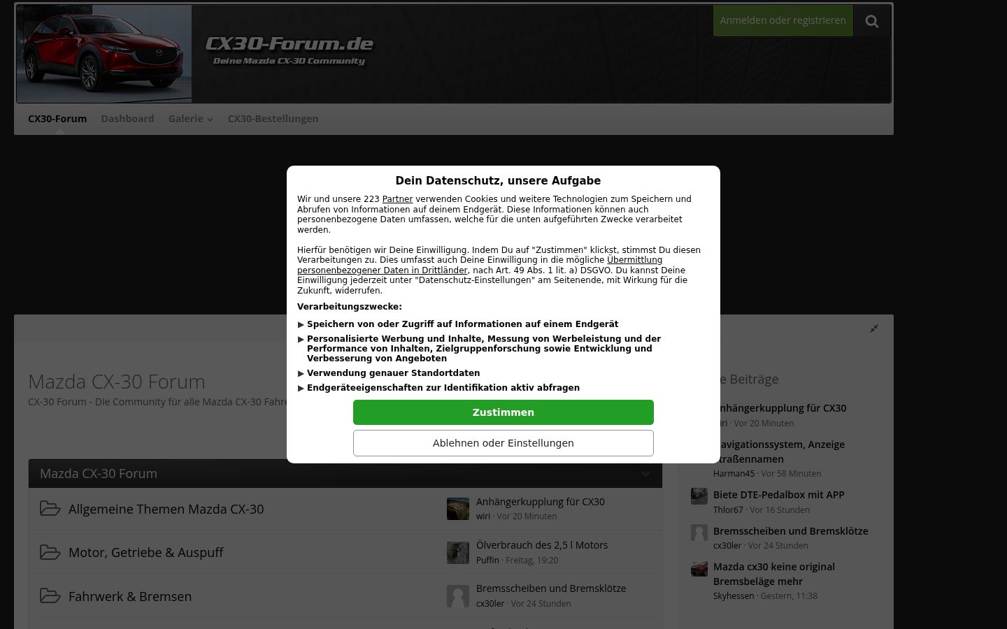 Kuvakaappaus suostumusbannerista, joka näytettiin ennen mitään vuorovaikutusta