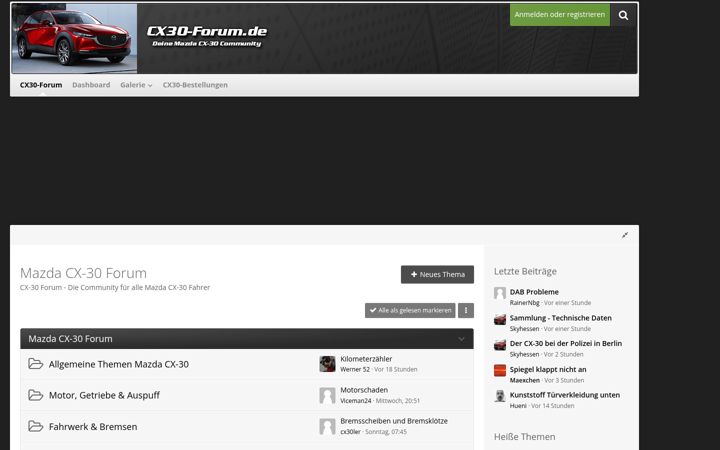 Screenshot of cx30-forum.de