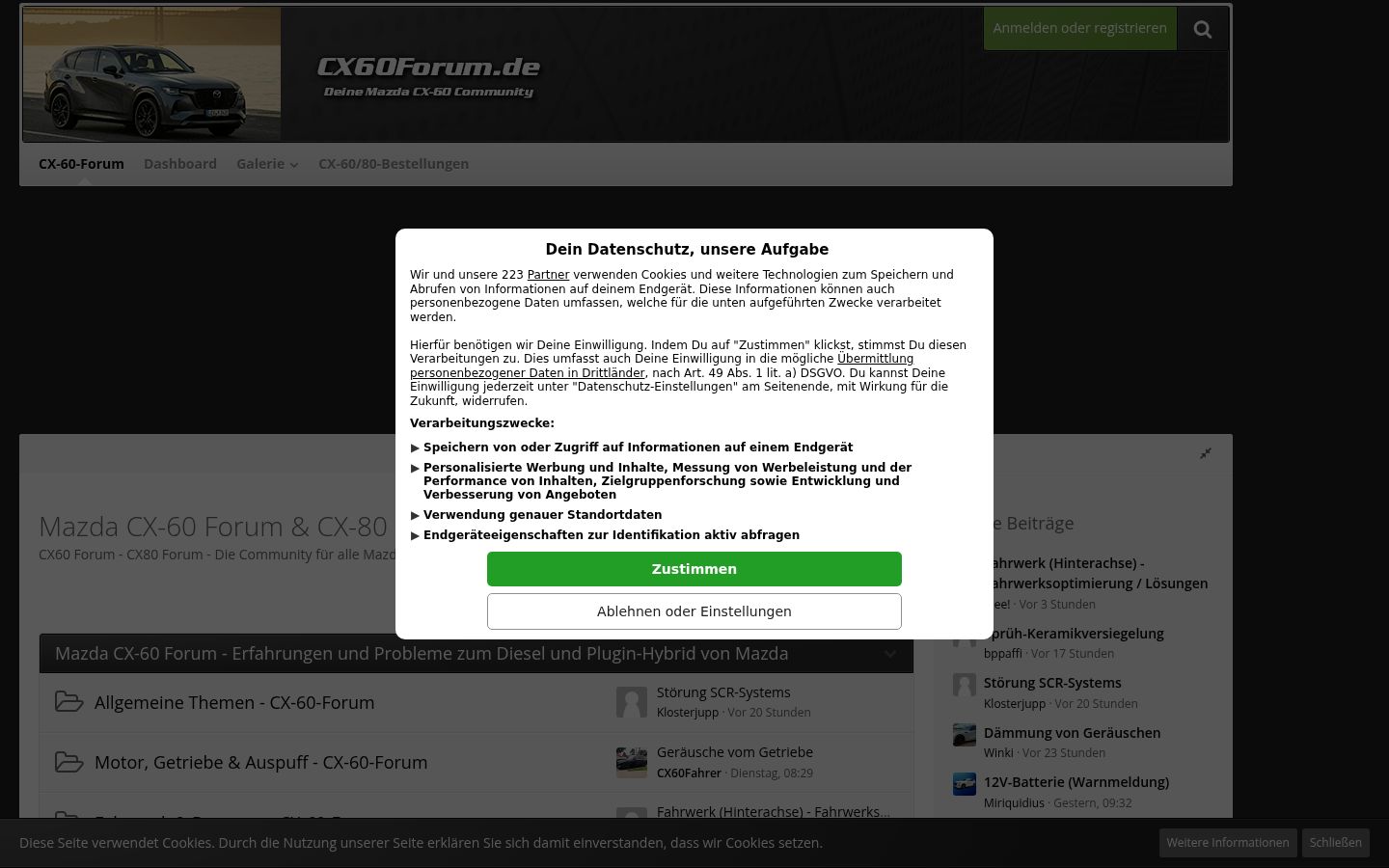 Snímek obrazovky baneru souhlasu zobrazeného před jakoukoli interakcí