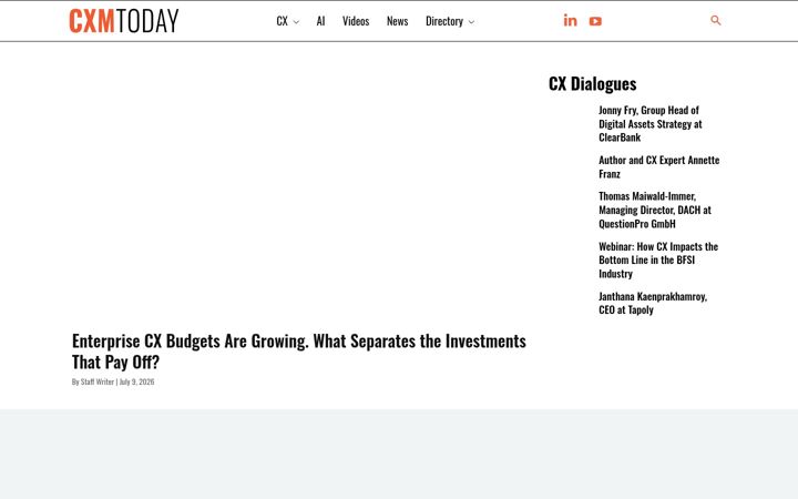 Screenshot of cxmtoday.com