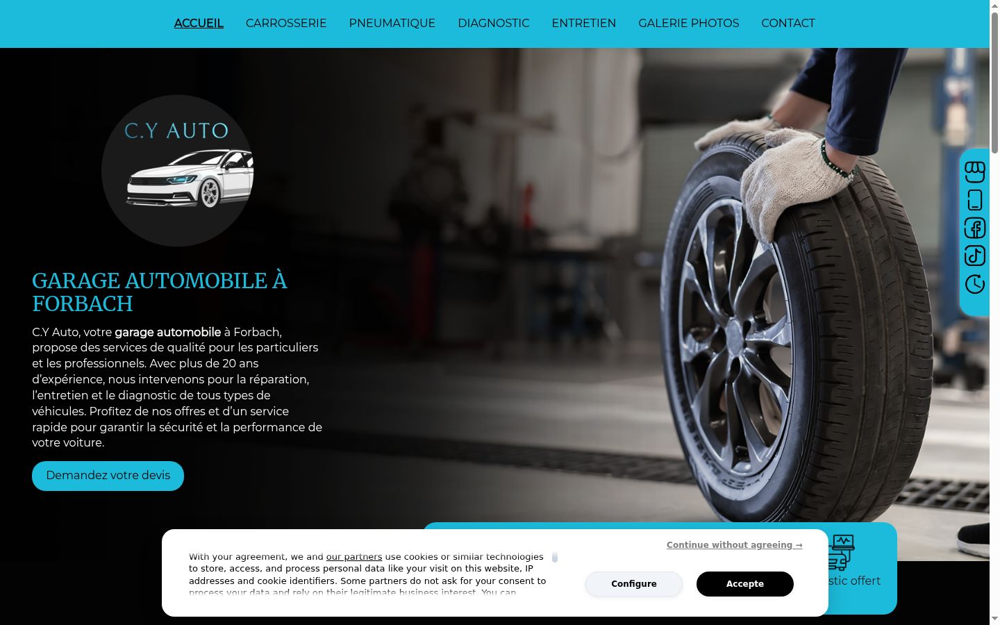 Screenshot del banner di consenso mostrato prima di qualsiasi interazione