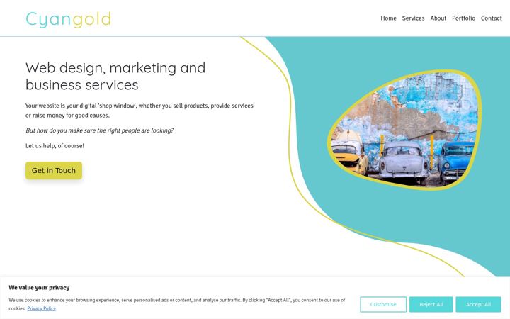 Screenshot of cyangold.co.uk