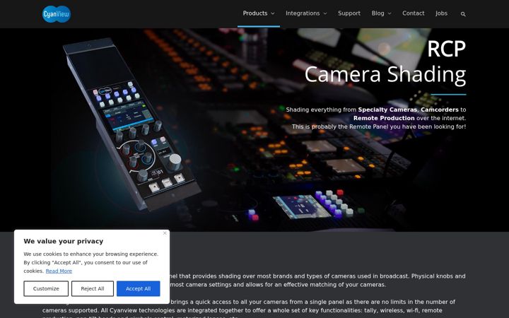 Screenshot of cyanview.com