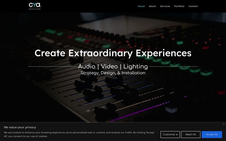 Screenshot of cyaproductions.com
