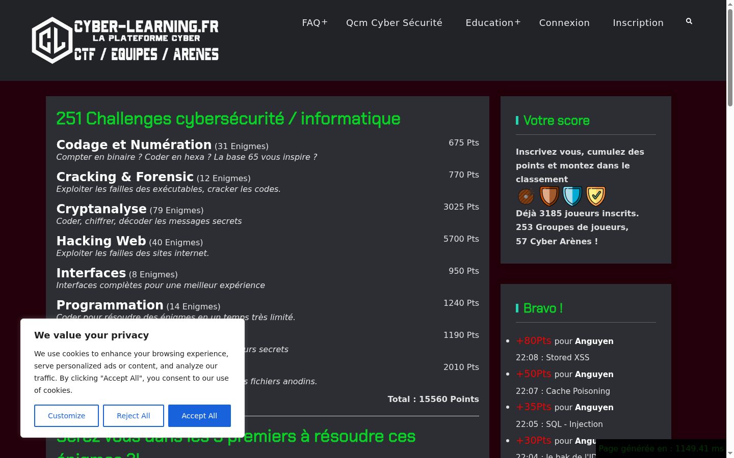 Screenshot del banner di consenso mostrato prima di qualsiasi interazione