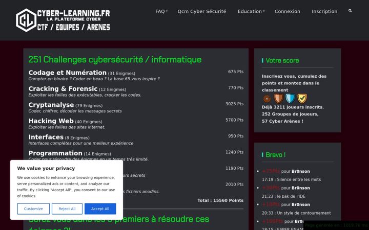 Screenshot of cyber-learning.fr