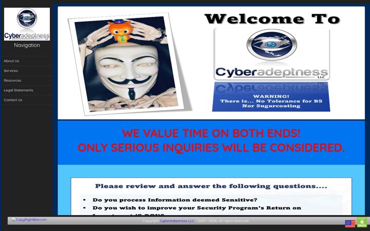 Screenshot of cyberadeptness.com
