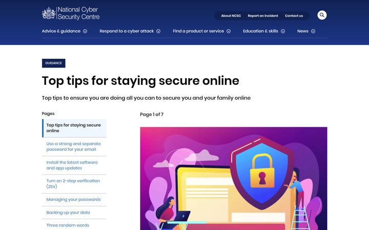Screenshot of cyberaware.gov.uk
