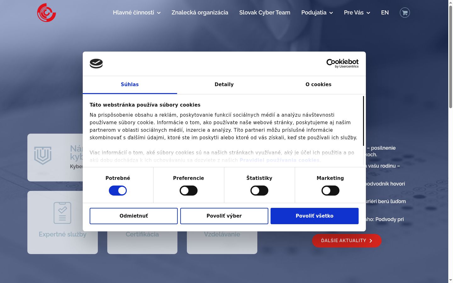 Screenshot of the consent banner shown before any interaction