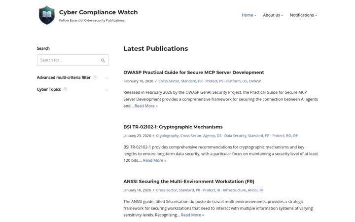 Screenshot of cybercompliancewatch.org