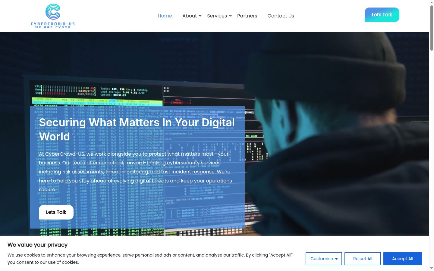 Screenshot del banner di consenso mostrato prima di qualsiasi interazione