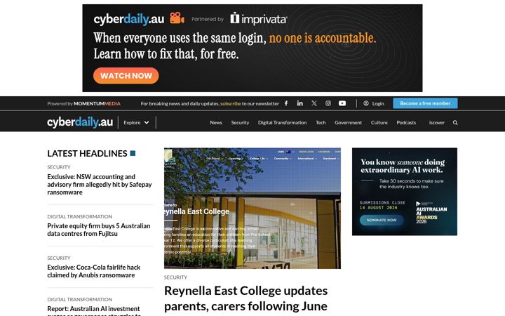 Skærmbillede af cyberdaily.au