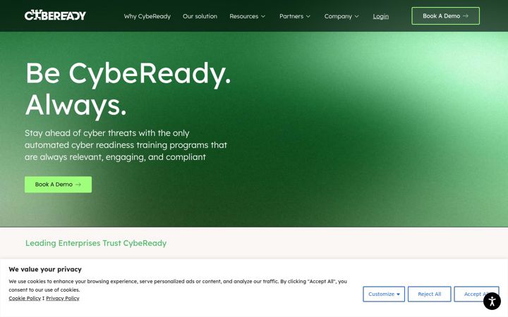Screenshot of cybeready.com