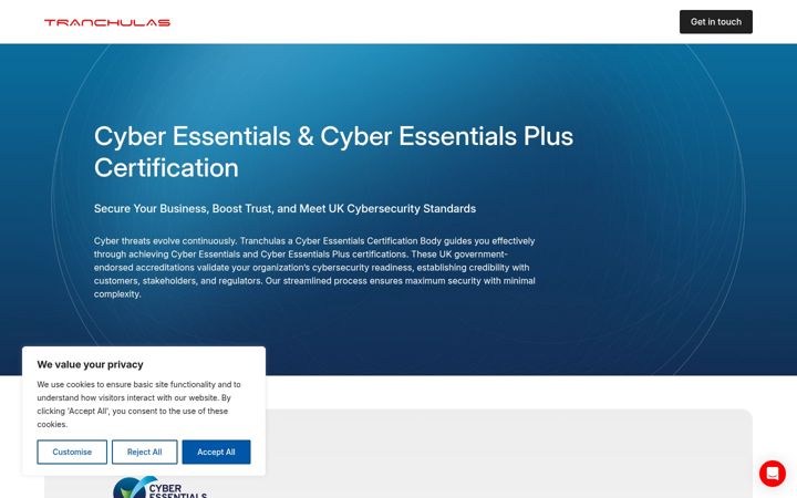 Screenshot του cyberessentialsplus.io