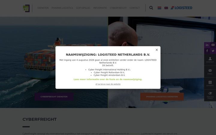Screenshot ta' cyberfreight.nl