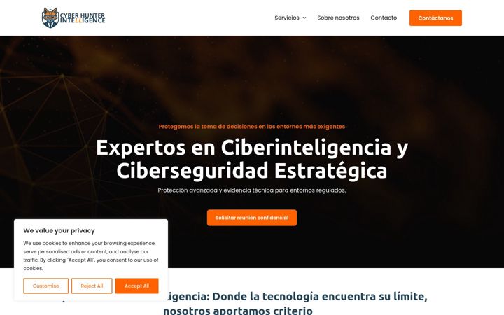 Screenshot of cyberhunterintelligence.com