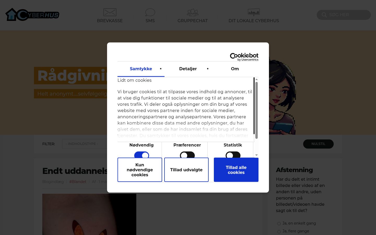 Screenshot del banner di consenso mostrato prima di qualsiasi interazione