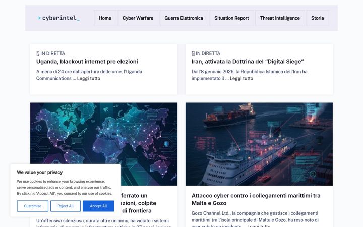 Screenshot of cyberintel.it