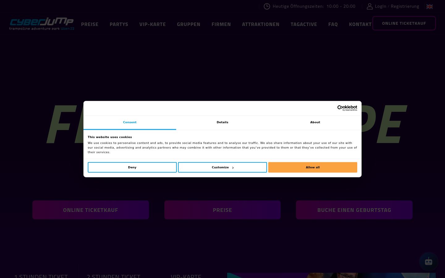 Screenshot of the consent banner shown before any interaction