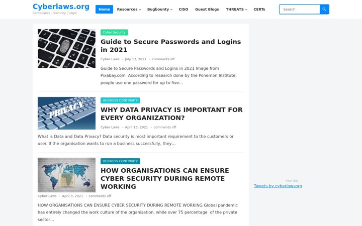 Screenshot of cyberlaws.org