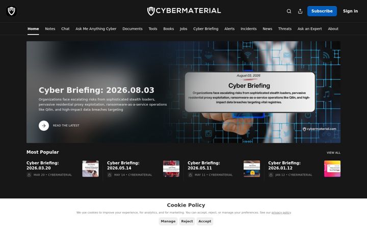 Screenshot of cybermaterial.com
