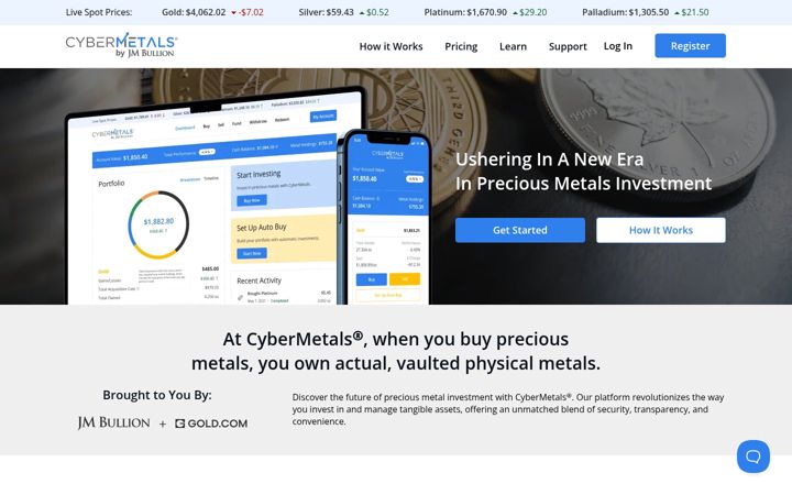 Screenshot of cybermetals.com