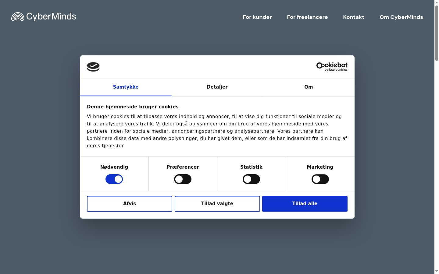 Screenshot del banner di consenso mostrato prima di qualsiasi interazione