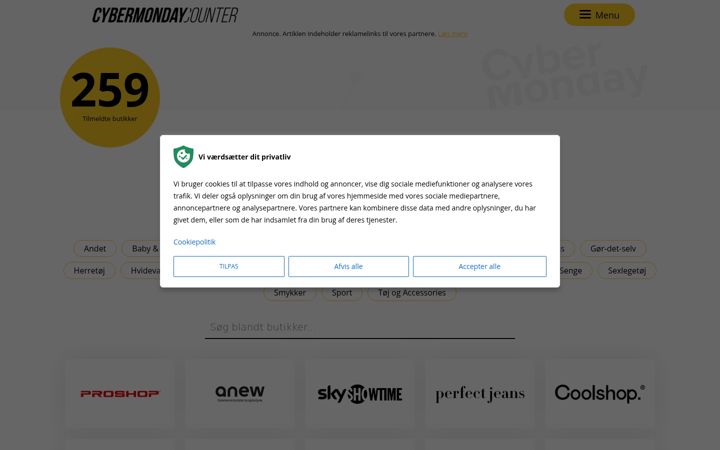 Screenshot of cybermondaycounter.dk