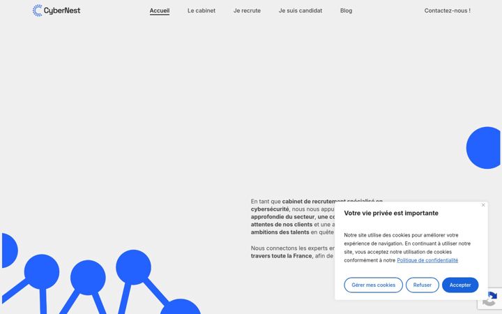 Screenshot of cybernest-recrutement.fr