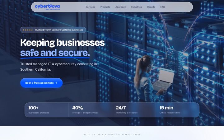 Screenshot of cybernovatech.com