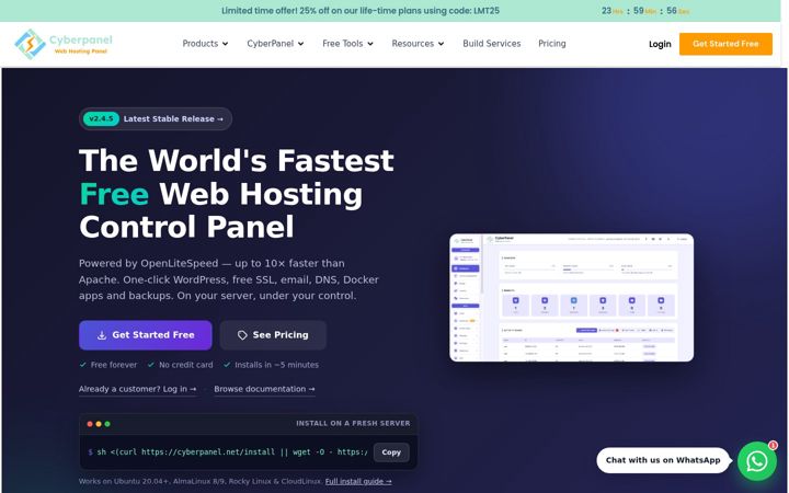 Screenshot di cyberpanel.net