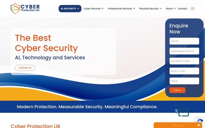 Captura de pantalla de cyberprotectionuk.co.uk